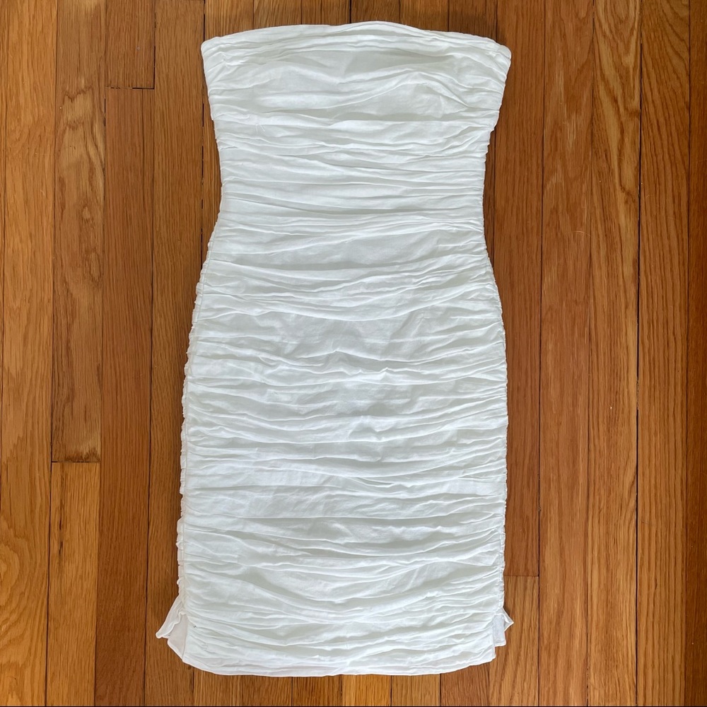 Charles Chang Lima Ruched Strapless Dress